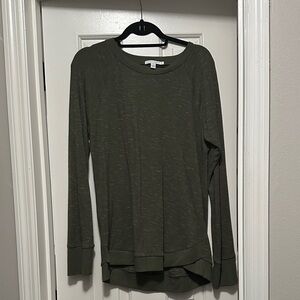Threads for Thoughts. Olive Green Women's Long Sleeve Top- medium